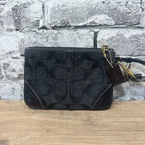 EUC Coach Wristlet Wallet Black & Dark Brown